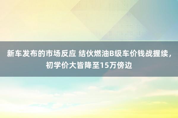 新车发布的市场反应 结伙燃油B级车价钱战握续，初学价大皆降至15万傍边