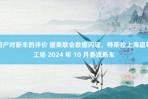 用户对新车的评价 据乘联会数据闪现，特斯拉上海超等工场 2024 年 10 月委派新车