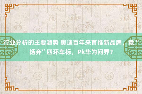 行业分析的主要趋势 奥迪百年来首推新品牌，竟“扬弃”四环车标，Pk华为问界？