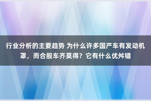 行业分析的主要趋势 为什么许多国产车有发动机罩，而合股车齐莫得？它有什么优舛错