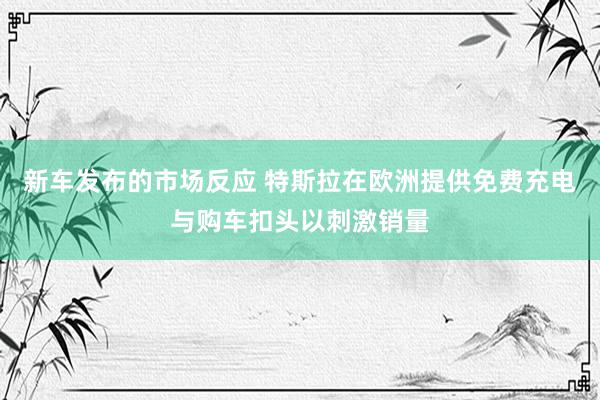 新车发布的市场反应 特斯拉在欧洲提供免费充电与购车扣头以刺激销量