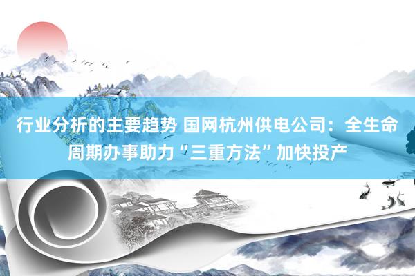 行业分析的主要趋势 国网杭州供电公司：全生命周期办事助力“三重方法”加快投产