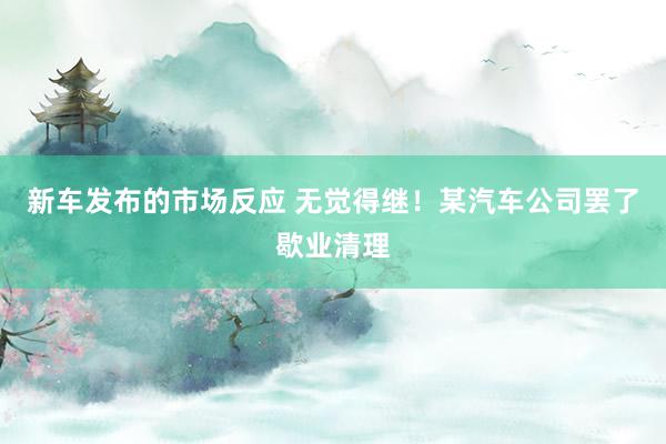 新车发布的市场反应 无觉得继！某汽车公司罢了歇业清理