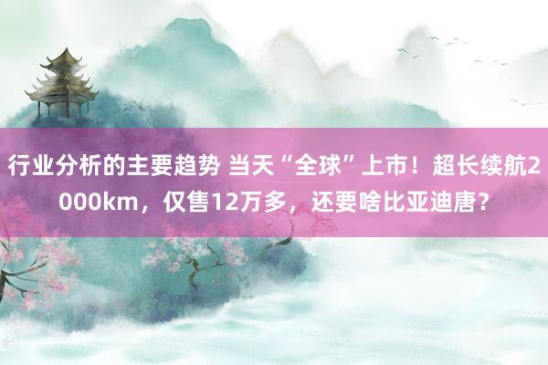 行业分析的主要趋势 当天“全球”上市！超长续航2000km，仅售12万多，还要啥比亚迪唐？