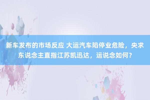 新车发布的市场反应 大运汽车陷停业危险，央求东说念主直指江苏凯迅达，运说念如何？