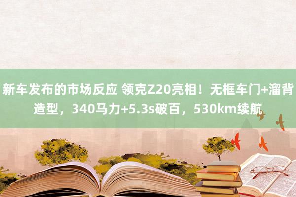 新车发布的市场反应 领克Z20亮相！无框车门+溜背造型，340马力+5.3s破百，530km续航