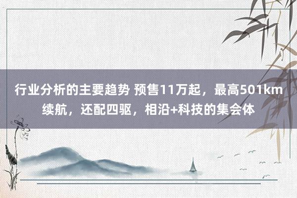 行业分析的主要趋势 预售11万起，最高501km续航，还配四驱，相沿+科技的集会体