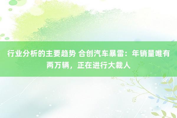 行业分析的主要趋势 合创汽车暴雷：年销量唯有两万辆，正在进行大裁人