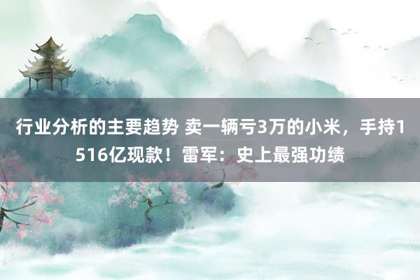 行业分析的主要趋势 卖一辆亏3万的小米，手持1516亿现款！雷军：史上最强功绩