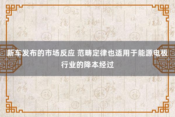 新车发布的市场反应 范畴定律也适用于能源电板行业的降本经过