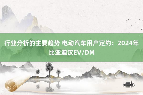 行业分析的主要趋势 电动汽车用户定约：2024年比亚迪汉EV/DM