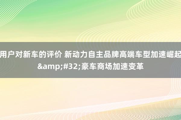 用户对新车的评价 新动力自主品牌高端车型加速崛起&#32;豪车商场加速变革