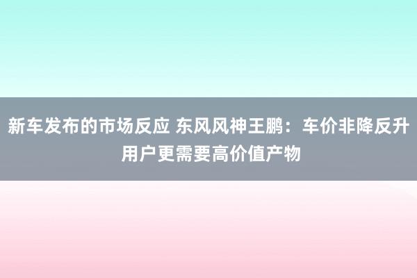 新车发布的市场反应 东风风神王鹏：车价非降反升 用户更需要高价值产物