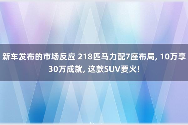 新车发布的市场反应 218匹马力配7座布局, 10万享30万