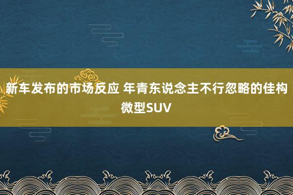 新车发布的市场反应 年青东说念主不行忽略的佳构微型SUV