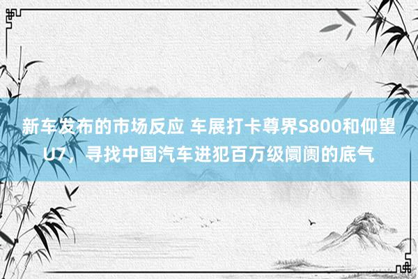 新车发布的市场反应 车展打卡尊界S800和仰望U7，寻找中国