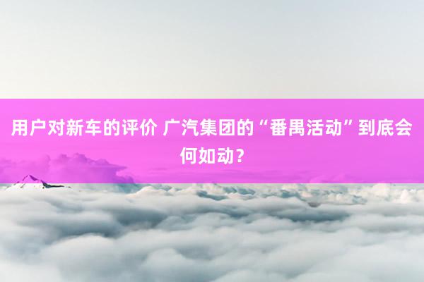 用户对新车的评价 广汽集团的“番禺活动”到底会何如动？