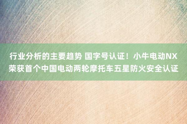 行业分析的主要趋势 国字号认证！小牛电动NX荣获首个中国电动两轮摩托车五星防火安全认证