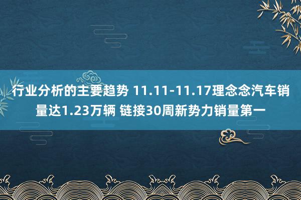 行业分析的主要趋势 11.11-11.17理念念汽车销量达1