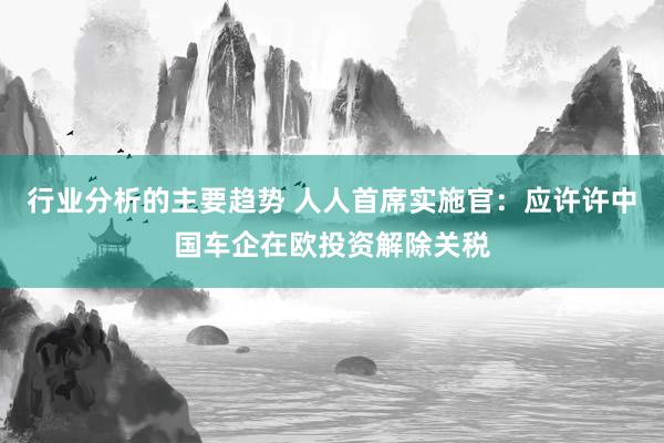 行业分析的主要趋势 人人首席实施官：应许许中国车企在欧投资解除关税